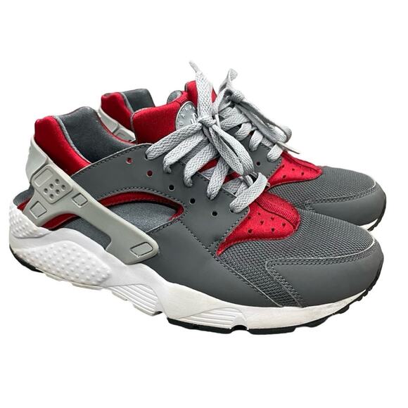 Nike Huarache Run Grey / Red Youth Size 6 Y Women’s  7.5 - Picture 1 of 8
